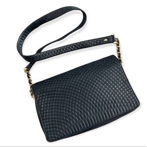 Bally Leather Black Purse Quilted Bag Satchel. H